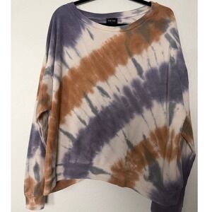 Blank Paige Tie Dye Sweatshirt Large Purple Tan Long Sleeve Pullover